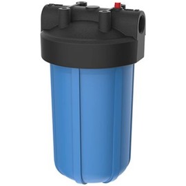 Pentair Pentek 150237 Big Blue Filter Housing, 1" NPT #10 Whole House Heavy Duty Water Filter Housing with High-Flow Polypropylene (HFPP) Cap and Pressure Relief Button, 10-Inch, Black/Blue