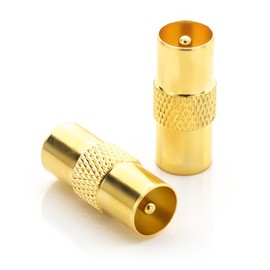 deleyCON Antenna Adapter Coupling Connector Coaxial Plug (IEC) to Coaxial Plug (IEC) Shielded Gold-Plated TV Cable Coaxial Cable TV Cable – Pack of 2