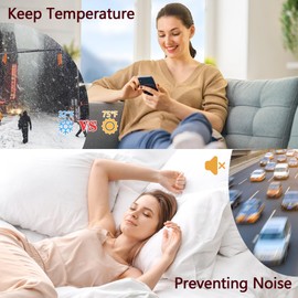 Door Draft Stopper Bottom Seal - 39” Rubber Blocker with Brush Reduce Noise Under Exterior Door Sweep Breeze Sound Proof Winter Cold Proof (Brown)