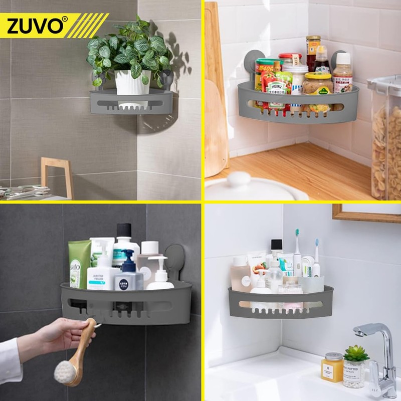 Zuvo Shower Shelf Suction Cup No-Drilling - Enhance Shower Storage