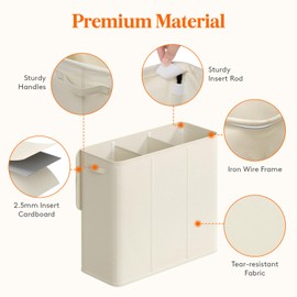 Lifewit Triple Laundry Hamper with Lid and Removable Laundry Bags, Large Collapsible 3 Dividers Dirty Clothes Basket with Handles for Bedroom, Laundry Room, Closet, Bathroom, College, 180L White