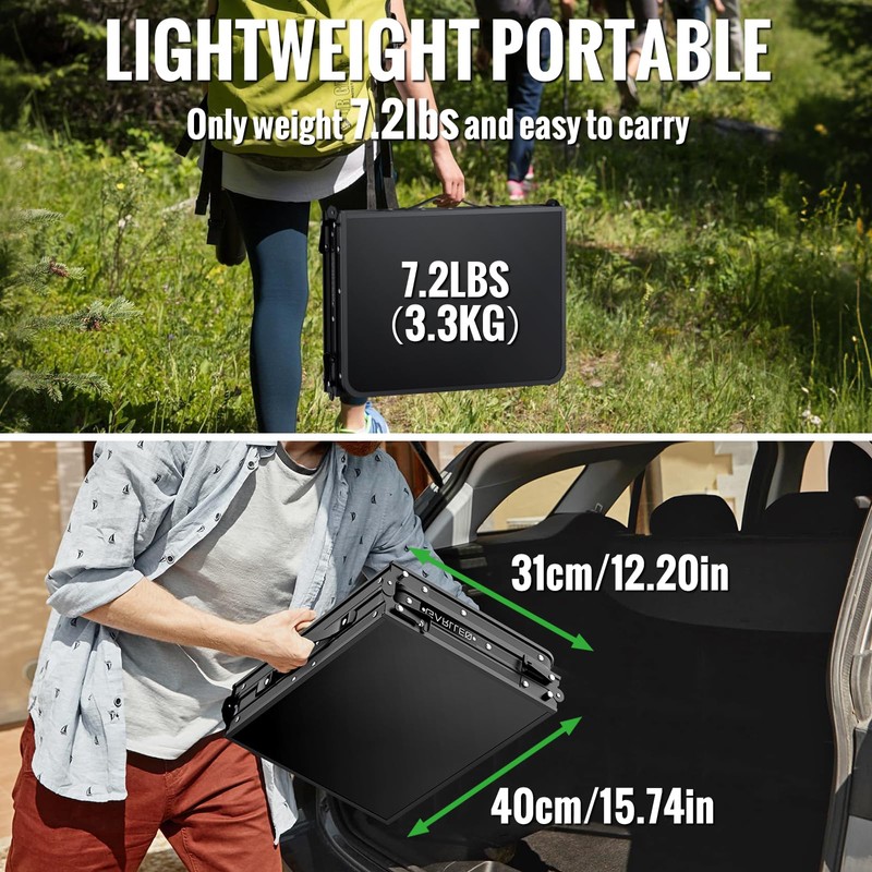 GARLLEN Folding Camping Table Max 27.5", 3-Height Adjustable Portable Camping