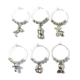 Libby's Market Place It's a Surprise Baby Shower Glass Charms with Organza Gift Bag