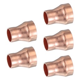 PATIKIL Copper Reducer 3/4" to 1/2" ID, 5 Pcs Reducing Copper Coupling Pressure Fitting Pipe Tube Connector Adapter with Sweat Solder Connection for HVAC Refrigeration, Copper