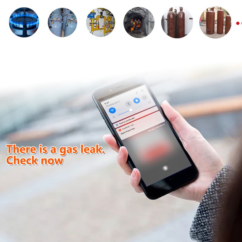 WiFi Combustible Gas Alarm Methane Natural Gas Leakage Detector Sound