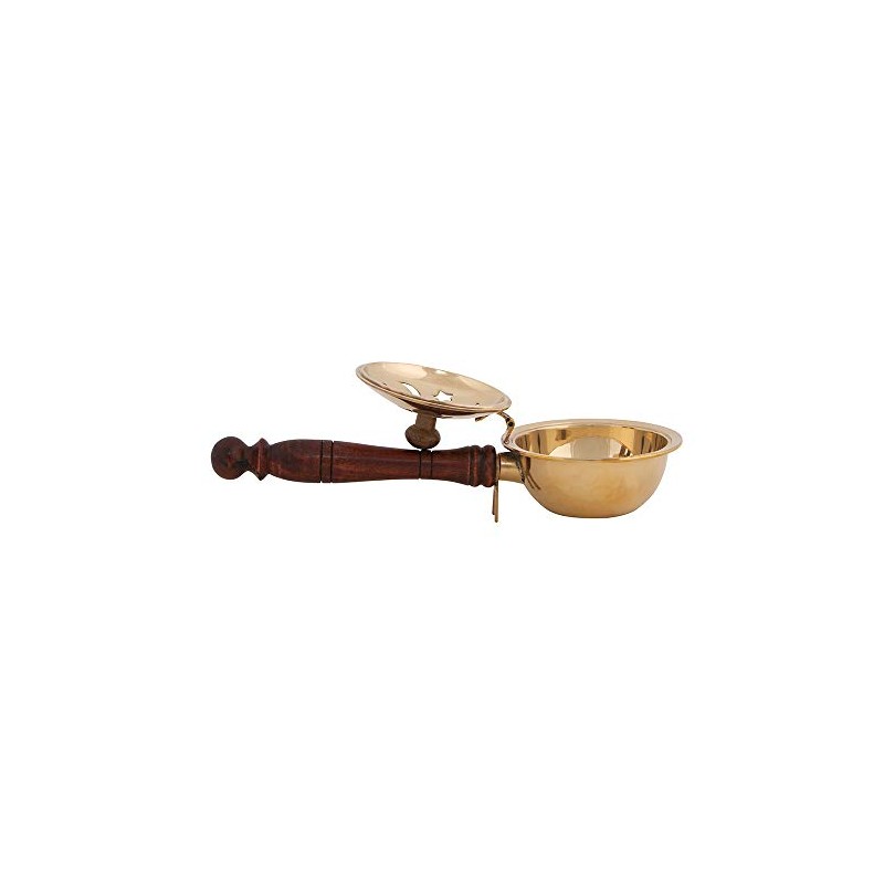 Dschidda Incense Pan, Brass with Wooden Handle and Lid, L: