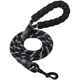 Mumoo Bear 5 Ft Strong Dog Leash With Comfortable Padded Handle And Highly Reflective Threads Dog Leashes For Medium And Large Dogs (Black)