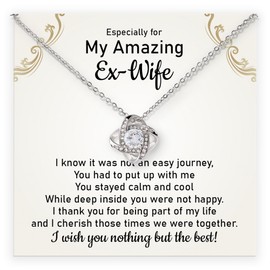 To My Especially Amazing Ex Wife Necklace, Funny Best Ex Wife Jewelry Gift On Her Anniversary Birthday Christmas From Ex Husband. (Two Toned Box)