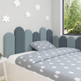 Kids Autism Wall Padding, 4pc Peel & Stick Upholstered Headboard Panels, 3D Wall Stickers for Bedrooms & Playrooms (Black, 23.6''x7.87'')