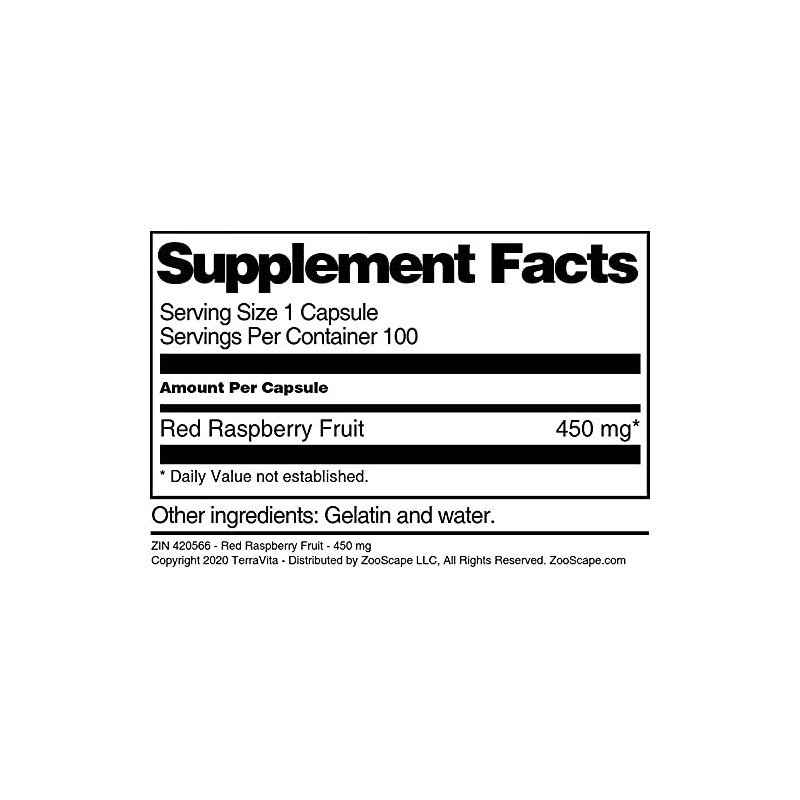 Red Raspberry Fruit - 450 mg (100 Capsules, ZIN: 420566)