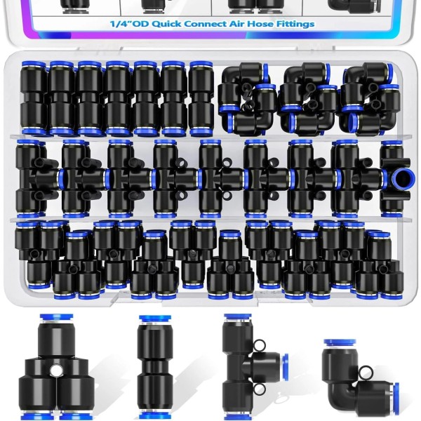 mxuteuk 1/4 Push to Connect Fittings Dot Air Fittings Tee