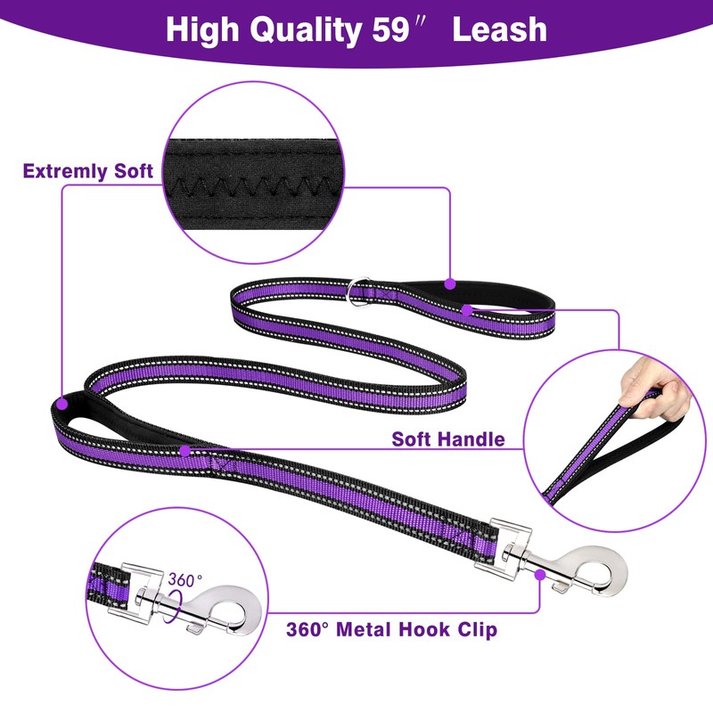 WINSEE Pet Harness Collar and Leash Set, All-in-one Reflective Dog