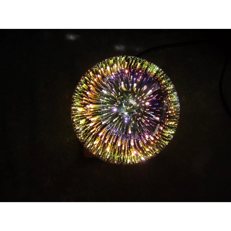 Globe LED 3D Fireworks Night Light Lamp Small Globe Wood