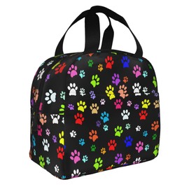 VIELEGELD Dog Lunch Bag, Reusable Insulated Lunch Box Large Capacity Meal Tote for Kids Women Men Cooler Bag, Durability of Zippered Lunch Tote for Work School Picnic Travel, Dog Paws…