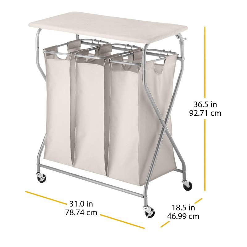 Whitmor Easy-Lift Triple Sorter with Folding Table