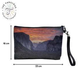 Canvas Bag - Collection of the Most Beautiful Sunsets Nature Beautiful Landscape Sea Mountains Cities - Linen Look Cosmetic Bag - Toiletry Bag - Purse, Yosemite, Cosmetic bag