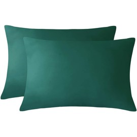 Safhome Green Toddler Travel Pillowcases 14 x 20 Inches Travel Pillowcases 800 Thread Count Egyptian Cotton Set of 2 Pillowcase with Zipper Closure Mini Pillow Cases for Sleeping