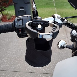 Motorcycle Cup Holder Motorcycle Cup Holder Chrome Metal + Neoprene Cup Holder with 360 Degrees Swivel Ball Mount Universal Fit for Motorcycle ATV Utv Boat Kayak