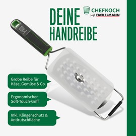 Chefkoch Premium Coarse Hand Grater - For Coarse Grating Cheese, Zest (Lime, Lemon) & Co - For Highest Precision & Elegance When Garnishing - Grater with Ergonomic Handle