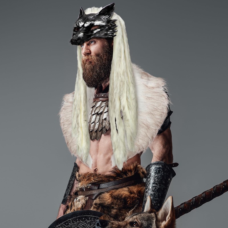 Newcotte 2 Pcs Halloween Viking Fur Costume Set Faux Fur