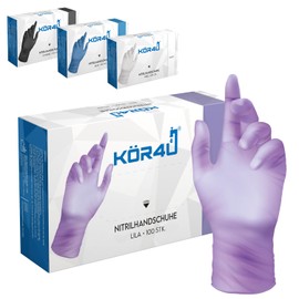 kör4u Nitrile Gloves, Purple, L, Pack of 100, Powder-Free, Latex-Free, Extra Strong, Disposable Gloves, Food Gloves