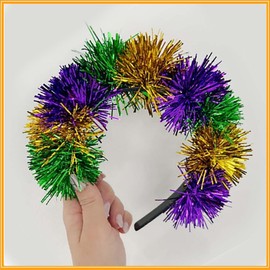 ZCYYYS Mardi Gras Headband, Mardi Gras Glitter Head band Purple Yellow Green Hair Band Hair Accessories Headwear TSFG22 (Hairband Earring Set, One Size)