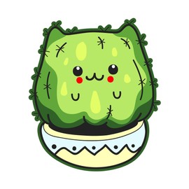 Dark Spark Decals Kawaii Cute Happy Kitty Succulent Cactus Decal - 8 Inch Full Color Vinyl Decal for Indoor or Outdoor use, Cars, Laptops, Décor, Windows, and More