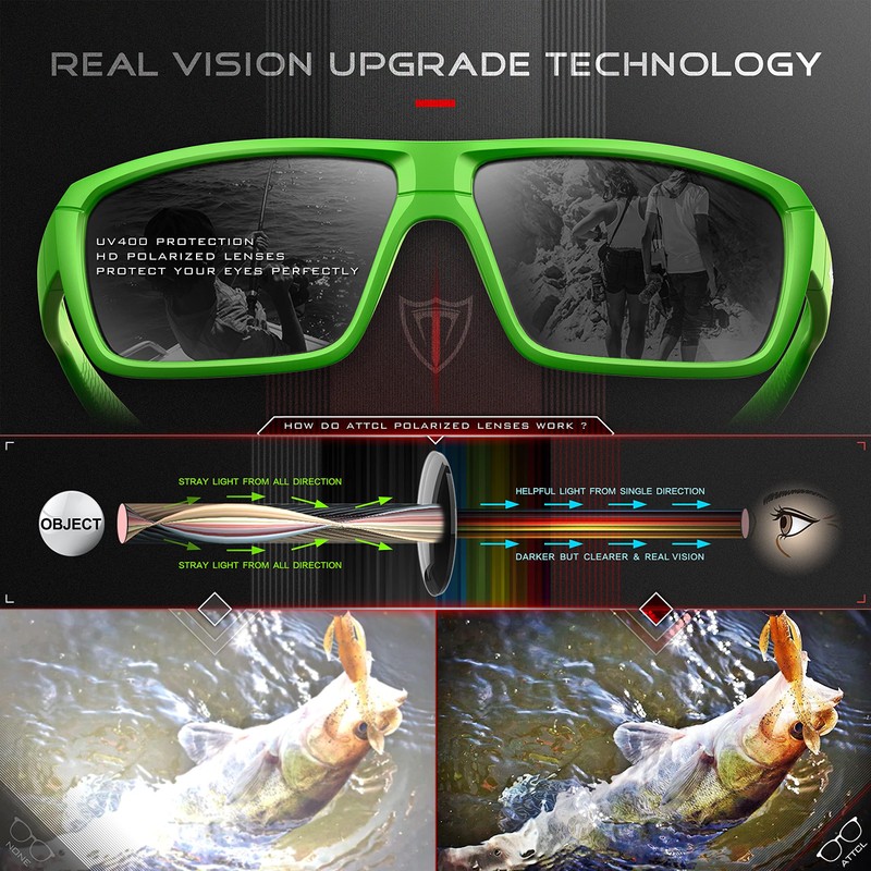ATTCL Polarized Wrap Sunglasses For Men - Fishing Sports Glasses