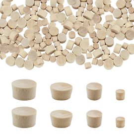 160 Pieces 4 Sizes Wood Plugs Flat Head Wooden Hole Plugs Hardwood Hole Plugs Wooden Button Plugs Screw Hole Plugs for Wood Furniture, 3/16 Inch, 5/16 Inch, 3/8 Inch, 1/2 Inch