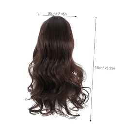 SAFIGLE Long Brown Wavy Wig with Highlights for Women Synthetic Heat Resistant Hair Wig with Bangs Natural Looking for Daily Wear Parties