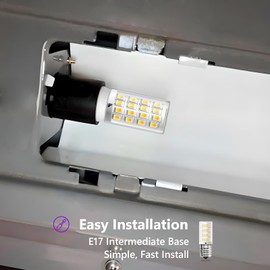 Lumitoric E17 LED Bulb, Intermediate Base,125V, Dimmable, 40 Watt Replacement Bulbs, 93 Ra, 3000K, 450lm, Kitchen Aid Appliance Bulb, for Under Microwave, Over Stove Hood, Freezer Bulb