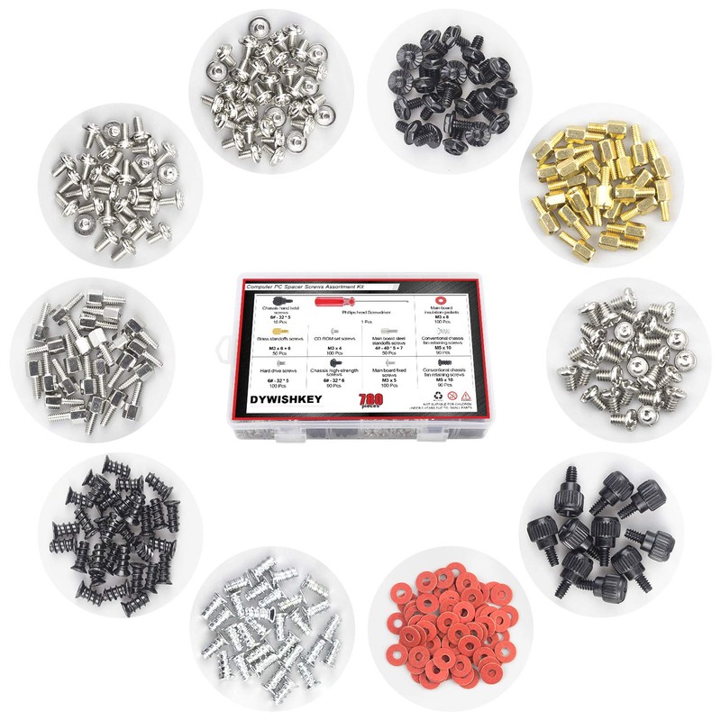 780PCS Computer Screw Kit, DYWISHKEY Computer Screw Standoffs Set Kit