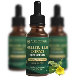 VERDEVITALIS Mullein Leaf Tincture with Elderberry, 4 fl oz, 1 can, 60 ml / VERDEVITALIS 엘더베리 함유 뮬레인 잎 팅크 4 액량 온스, 1개, 60ml