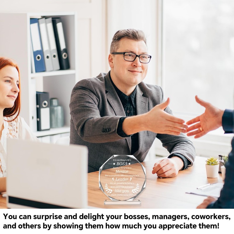 Leadership Crystal Keepsake Plaque for Boss - Office Farewell, Retirement,