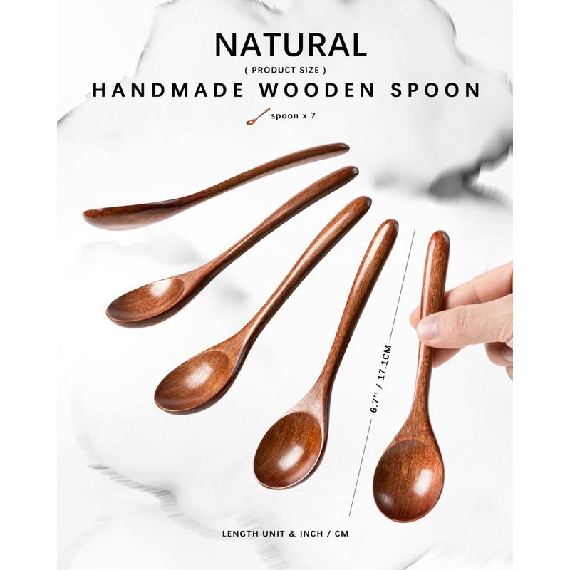 Hefild 7 PCS Wooden Spoons for Honey, 6.7 inch Small