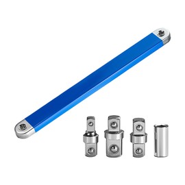 DUSCOKE Impact-Ready Offset Extension Wrench Set, 15.4" Ratchet Extension Wrench with 1/2", 1/4" & 3/8" Square Drive Adapters, Universal Tight Space Wrench Extender for Small & Hard-to-Reach Areas