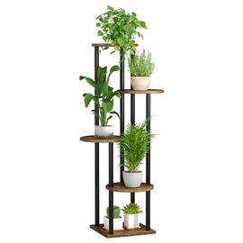 AZERPIAN Plant Stand Indoor 5 Tier Metal Plant Shelf for Multiple Plants Corner Tall Flower Holders for Living Room Balcony Bedroom Patio Garden (Black, 5 Tier)