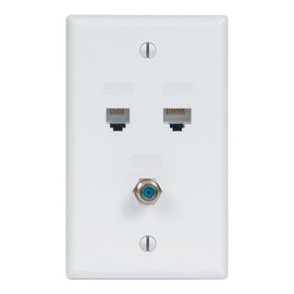 ICC CAT5e Wall Plate with 110 IDC Punch Down and F-Type Coax Connector, UL Listed, TIA & TAA Compliant Faceplate for Ethernet, Voice and Video, White, ICRDSVF5WH