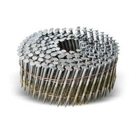 waltyotur 1200 Count Stainless Steel Coil Roofing Ring Shank Siding Nails 15-Degree Collated Wire Coil 1-1/4 Inch, 0.09 Inch Ring Shank, Small Cap Coil Stud Siding Nails