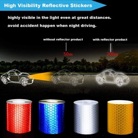 TangYuan Reflective Tape, 4 Rolls of 5 cm x 3 m Reflective Safety Tape, Safety Marking Tape, Warning Reflective Tape, Suitable for Vehicles, Car Trailers, Bicycle Helmets (4 Colours