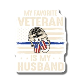My Favorite Veteran is My Husband Magnet - Patriotic Fridge Magnet - Military Spouse Gift - Veteran Appreciation - USA Themed Magnet Decorative Magnet AAMT0992
