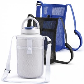 3 PCS Mesh Water Bottle Holder with Strap and Pocket, Adjustable Shoulder Strap Crossbody Water Bottle Sling Bag Convenient Waterbottle Carrier Nylon Light Waters Bottles Bag for Walking Sports Hiking