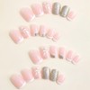 French False Nails Short - 24Pcs Gold White French Nail