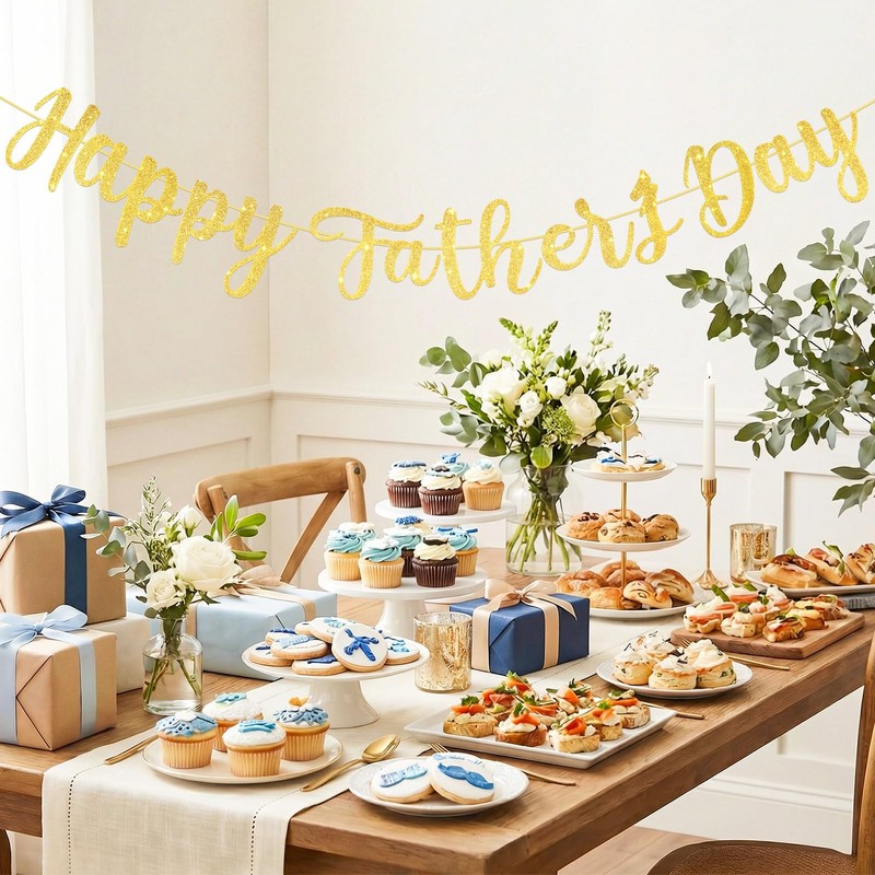 Glitter Happy Father’s Day Banner Sign Fathers Day Wall Door