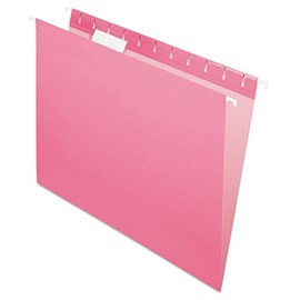 Pendaflex 81609 Colored Hanging Folders, 1/5 Tab, Letter, Pink, 25/Box
