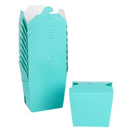 Restaurantware Bio Tek 2.8 x 2.2 x 2.5 Inch Food Containers 200 Noodle Takeaway Boxes - Disposable Sturdy Turquoise Paper 8 Ounce Take Out Boxes Rectangle For Hot Or Cold Foods