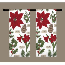 St. Nicholas Square Cotton Kitchen Towels, Set of 2 Flour Sack Dishtowels Christmas Poinsettia Print