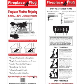 Fireplace draft stopper (large plug - fits most masonry fireplaces with dampers up to 38x16")