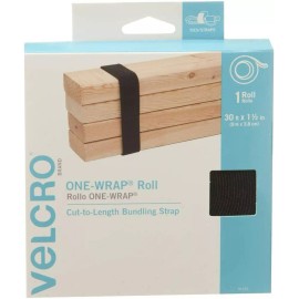 VELCRO Brand ONE-WRAP Roll Black | 30 Ft x 1-1/2 In  # 91372