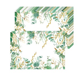 Paper Placemats Disposable 50 Pack Eucalyptus Greenery Placemats 16x 11 Inch Green Leaves Place Mats for Spring Summer Dining Table Wedding Party Supplies
